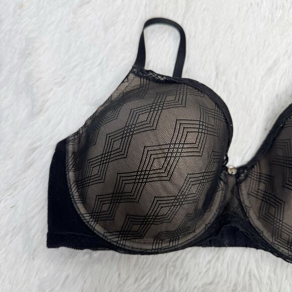 NATORI / black Geo Icon Sweetheart Contour bra / 36DD - Picture 3 of 7